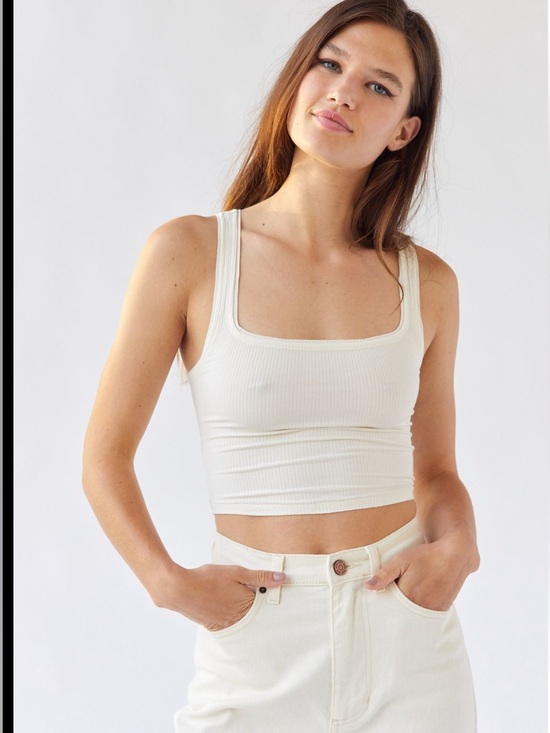 Urban Outfitters Tops - Brand new Urban Outfitters Ribbed Square-Neck Seamless Tank Top - Cream